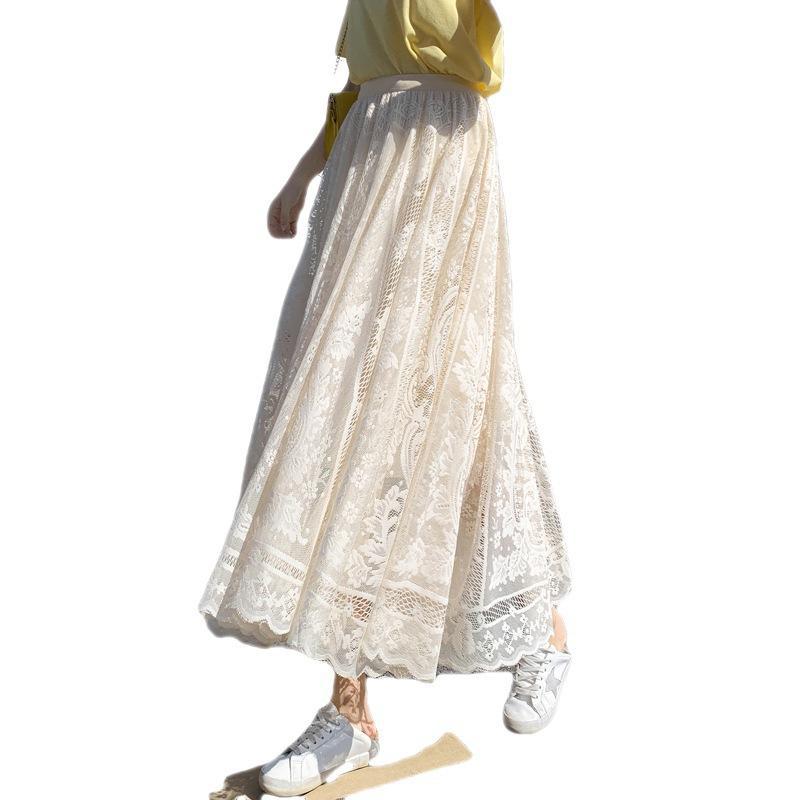 Plus Size Women'S Chubby Girl Skirt High Waist Mesh Skirt Mid-Length Slimming Fairy Skirt Veil Skirt Lace Long Skirt For Summer - Image 4